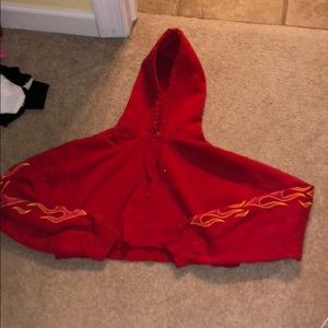 Red cropped hoodie with flames